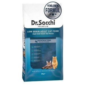 Dr.Sacchi Düşük Tahıllı Somon ve Ton Balıklı Yetişkin Kedi Maması 10Kg