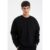 Erkek Kapşonsuz Oversize Kalıp Sweatshirt (Siyah) (S Beden)